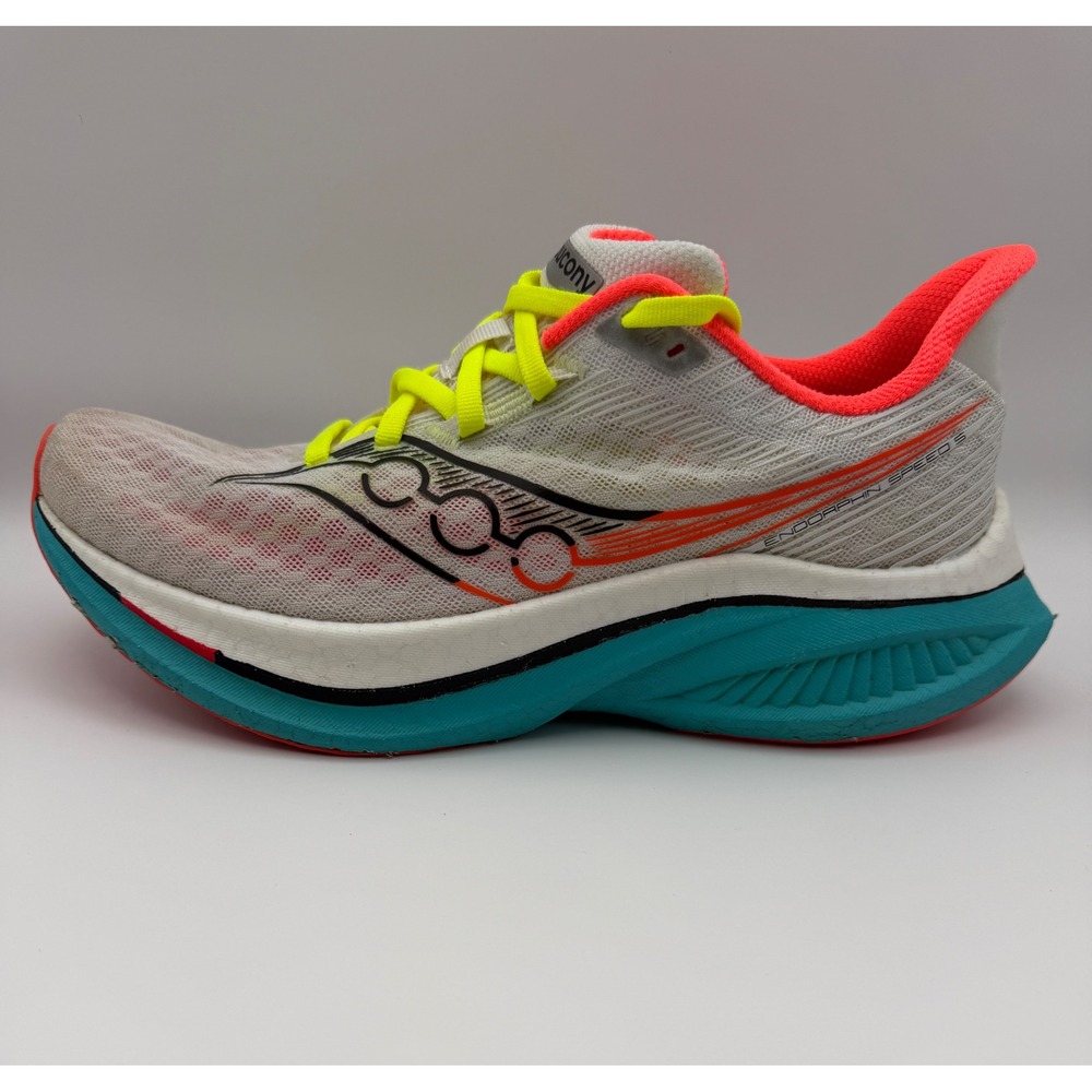 Saucony Endorphin Speed 3 Mens 7.5 Running Shoes White Vizipro Teal S21007-97